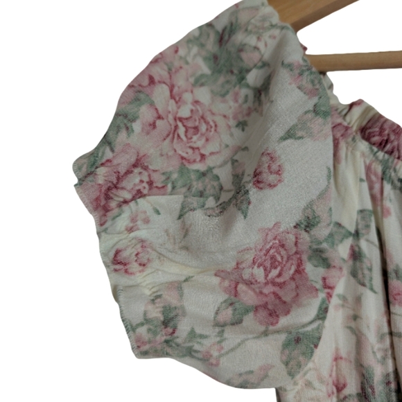 Trixxi Floral Maxi Dress Size Small - Pink Rose Print Off Shoulder Boho Dress NW - Picture 7 of 12
